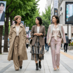 Mulher elegante usando moda inspirada na cultura pop asiática na moda feminina após os 30