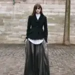 Modelo vestindo look da coleção Dior Pre-Fall 2026 criada por Jonathan Anderson, destacando a reinvenção da silhueta clássica e acessórios modernos.